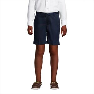 NWOT Lands End Boys Navy Blue Flat Chino Shorts 11" Casual Uniform Size 18